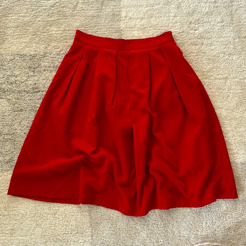 NWOT A-line midi skirt, knee length, color red, size s